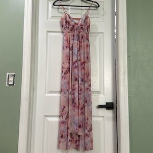 Maxi pink print dress